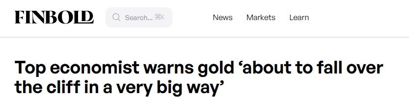 警惕黄金迎暴跌拐点!顶级经济学家警告黄金“即将以非常剧烈的方式跌落悬崖”